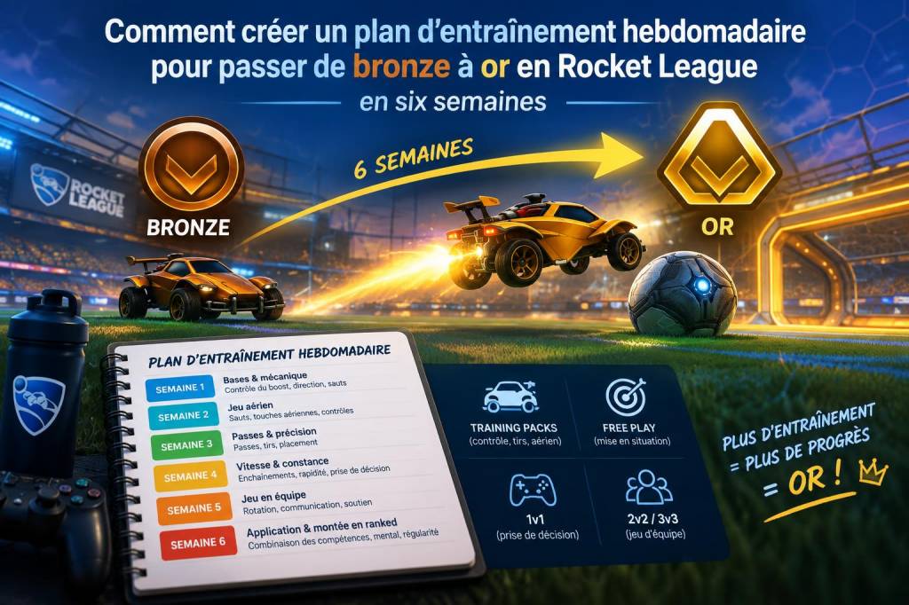 Comment créer un plan d'entraînement hebdomadaire pour passer de bronze à or en rocket league en six semaines
